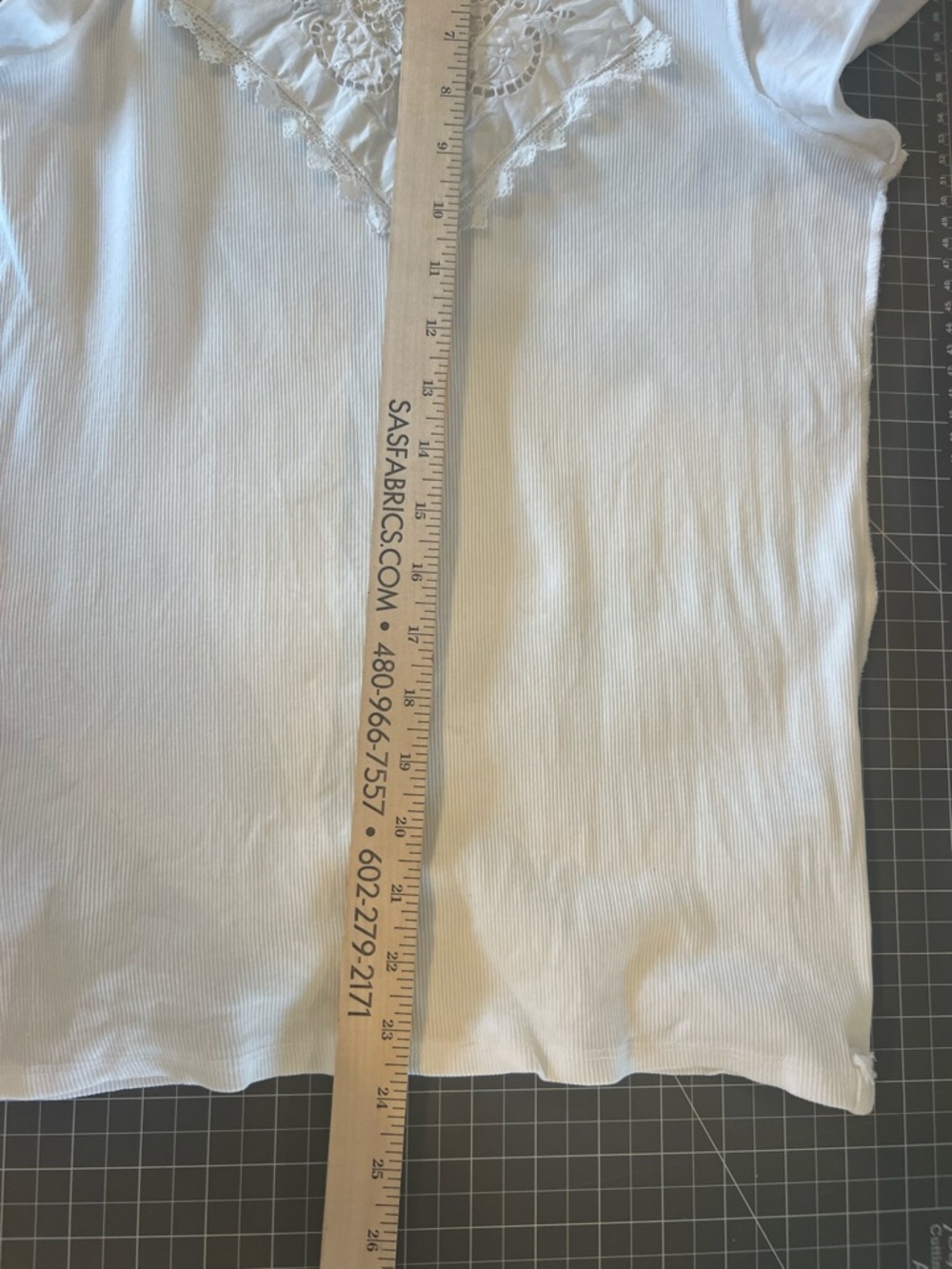 We The Free Cream Short Sleeve Tee with Lace Diamond Appliqué - Picture 8 of 8